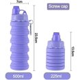 thumbnail image 4 of nipocaio Bouteilles d'Eau Pliables 2 pack Bouteille d'Eau de Voyage Portable Randonnée avec Bouchon Anti-Fuite 500ML Réutilisable (Style1, Noir+violet), 4 of 5