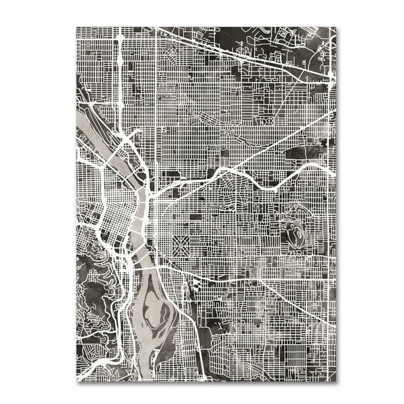 Trademark Fine Art 'Portland Oregon Street Map IV' Canvas Art by Michael Tompsett