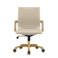thumbnail image 6 of LeisureMod Harris Mid-Back Modern Leather Office Chair, Adjustable Swivel with Gold Frame, Tan, 6 of 6