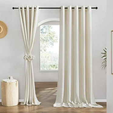Natural Linen Room Divider Curtains Set with Grommet Top Semi Sheer Light Filtering Drapes for Sliding Doors
