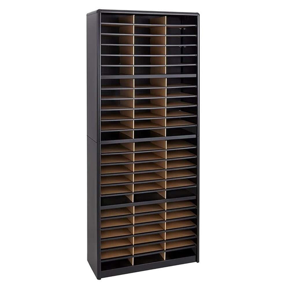 Safco Value Contemporary Metal 72 Compartments Flat Files Organizer in Black