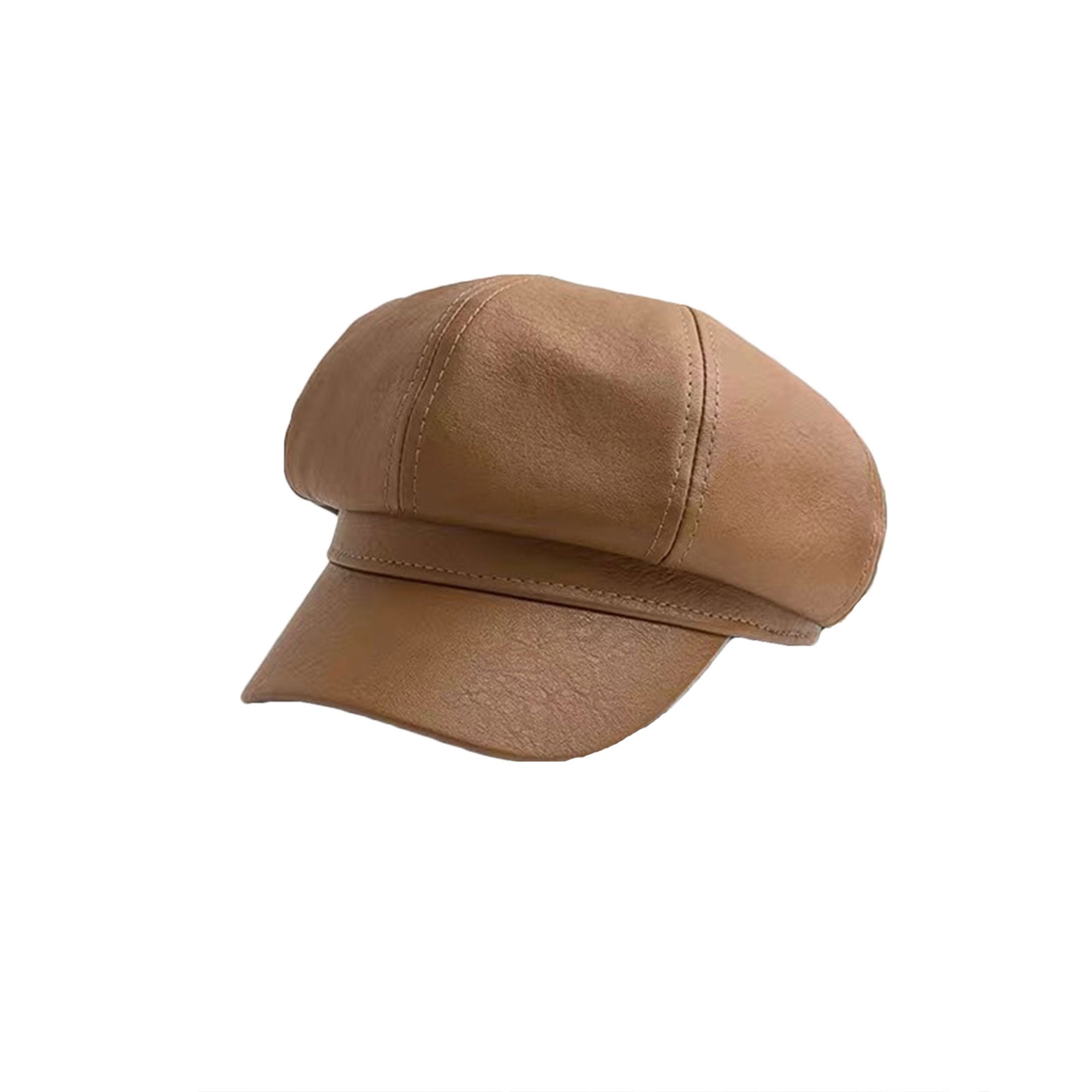 Women S Leather Octagonal Hat Pu Matte Korean Fashion Solid Color Berets Wild Curved Brim Peaked Cap Walmart Com Walmart Com