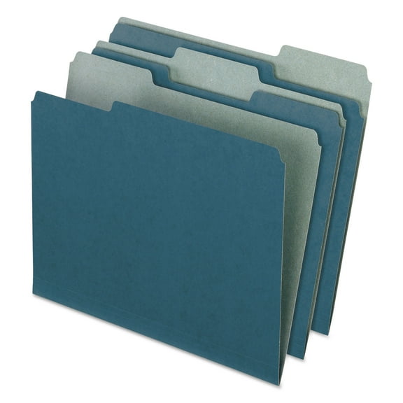 Pendaflex Earthwise Recycled Colored File Folders 1/3 Cut Top Tab Letter Blue 100/Box 04302