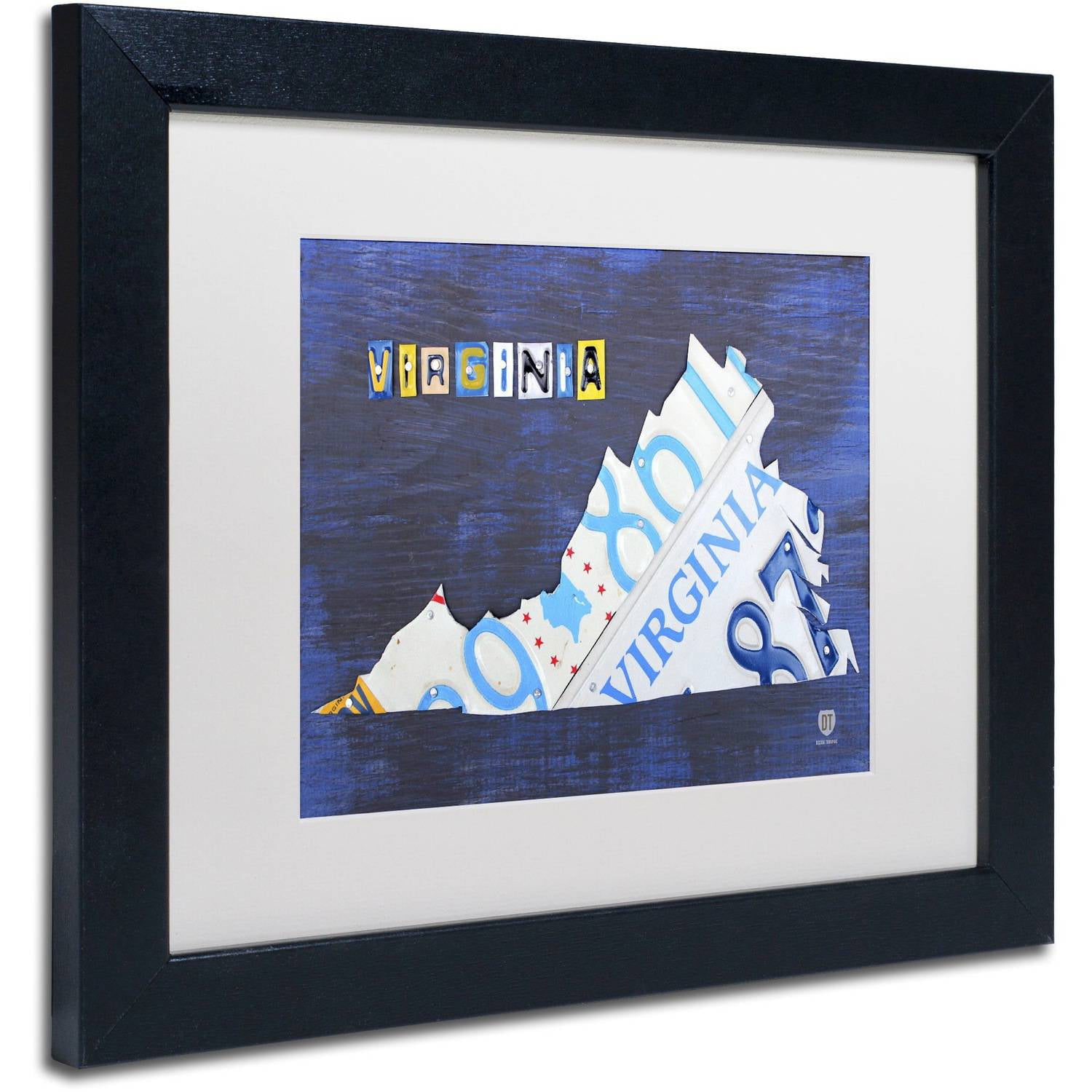 Trademark Fine Art 'Virginia License Plate Map' Canvas Art by Design Turnpike, White Matte, Black Frame