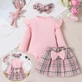 thumbnail image 2 of Zshosam First Birthday Outfit Girl Infant Baby Girl Clothes Long Sleeve Romper with Skirt Newborn Outfit Outfit Size 12 18 Months,(Pink 12-18 Months), 2 of 9
