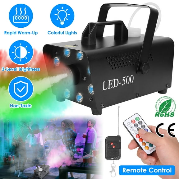 Fog Machine 2000CFM Colorful Smoke Machine with 8Pcs LEDs 5 Lighting Effects 3-Level Brightness