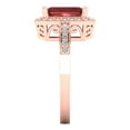 thumbnail image 3 of 2.78 ctw with Simulated Diamond Halo Accents Anniversary Ring for Women | Emerald Cut Natural Garnet | Hyperallergenic Solid 18K Rose Gold, 3 of 5