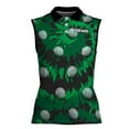 thumbnail image 2 of Custom Name Green Tie Dye Golf Lover Women's Sleeveless Polo XS-4XL, 2 of 5