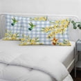 thumbnail image 3 of Forsythia Flowers Pillow Covers, Linen Long Throw Pillow Case, Spring Yellow Floral Hummingbird Blue Plaid Holiday Pillow Protector Decorative Cushion Cover for Living Room/Bedroom 20" x 26", 3 of 8