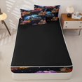 thumbnail image 4 of Manfei Vintage Train Zipper Twin Comforter Sets with Fitted Sheet and 2 Pillowcases,Colorful Railway Zipper Bedding Set,Black Reversible,4pcs, 4 of 8