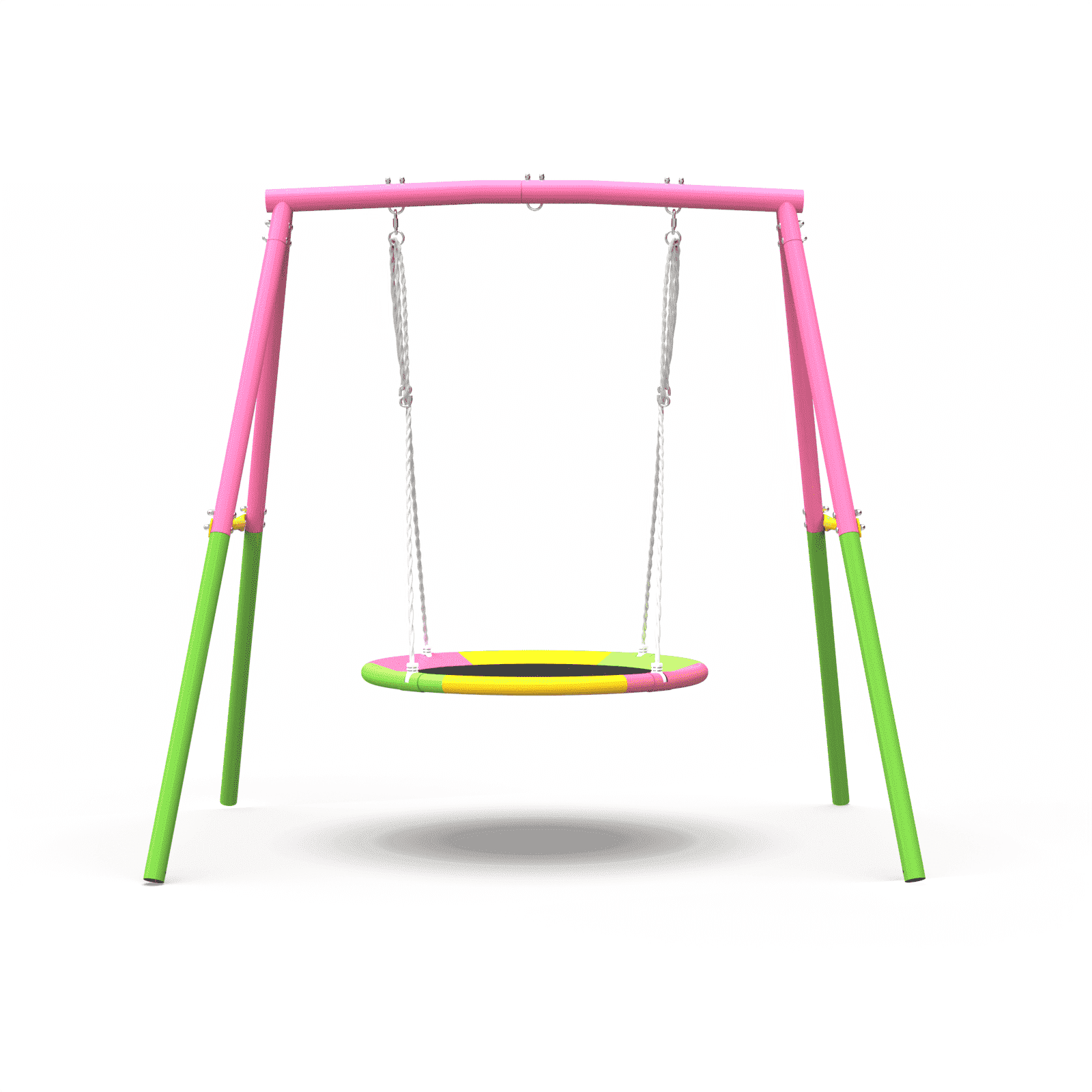 ZENSTYLE Double Metal Swing Set w/2 Saucer Seats, Seesaw - Outdoor