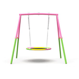 ZENSTYLE Double Metal Swing Set w/2 Saucer Seats, Seesaw - Outdoor
