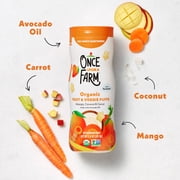 (2 pack) Once Upon a Farm Organic Baby Puffs, Mango, Carrot & Coconut, 1.5oz Canister