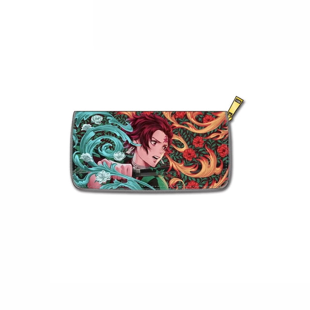 Billetera Kamados Tanjirous, con personajes de anime, delgada y plegable