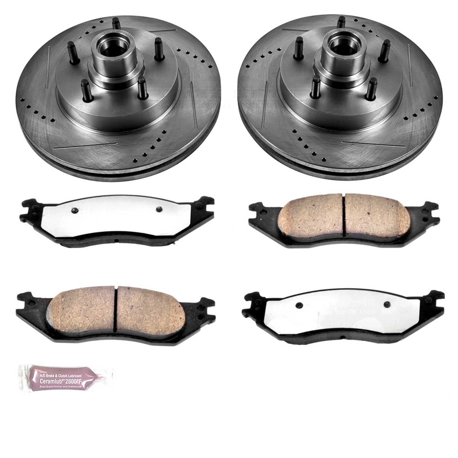 PowerStop Front Z36 Truck & Tow Carbon-Fiber Ceramic Brake Pad and Drilled and Slotted Rotor Kit Fits: FORD Select Models K4578-36