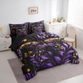 thumbnail image 3 of jejeloiu Gold Purple Moth 7-Piece Twin Bedding Sets,Rustic Plants Leaf Bedding Comforter Set,Modern Aesthetic Art Sheet Sets For Teens,Breathable Home Decor Reversible, 3 of 8