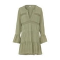 thumbnail image 4 of LASCANA Women's Flowy Flared Sleeve Dress Lace Trim, 4 of 6