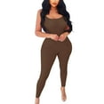 thumbnail image 1 of YFELWZ Womens Plus Size Sleeveless Spaghetti Strap Bodycon Tank Jumpsuits Rompers Playsuit Coffee L, 1 of 9