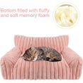 thumbnail image 3 of Cute Cat Couch Bed for Indoor Cats, Fluffy Pet Cat Sofa with Premium Soft Corduroy Fleece, Cute Small Dog Beds for Small Dogs, Fuzzy Puppy Chair with Removable Washable Cover (30x20x10,Pink), 3 of 14