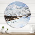 thumbnail image 2 of Designart 'Snow-Capped Mountains With Winter Landscape' Traditional Circle Metal Wall Art 23x23 - Disc of 23, 2 of 5