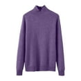 thumbnail image 5 of Women's Turtleneck Sweater Long Sleeve Shirts Fall Trendy Tops Slim Fitted Ribbed Knit Basic Casual Sweater Purple L, 5 of 6