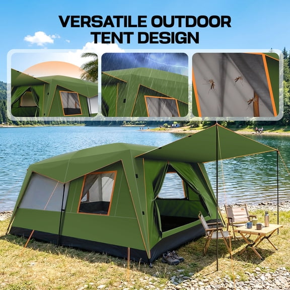 SANOPY Tent 10 Person Camping Tent,14×10 FT Waterproof & Windproof,Easy Manual Setup with 8 Wind Ropes & 14 Ground Nails, Ideal for Family & Group Outdoor Trips