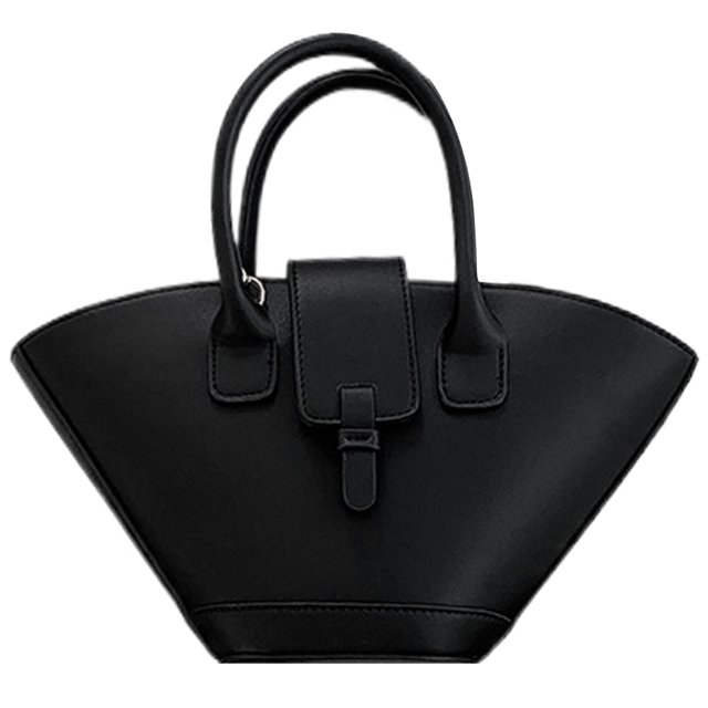 Bolso Con Asa Superior Tipo Cubo en Forma Abanico Cuero PU Diseñador Lujo