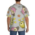 thumbnail image 5 of Fotbe Cartoon Owls print Short Sleeve Button Down Shirts for Men Casual Summer Beach Wrinkle Free Shirt-Small, 5 of 7