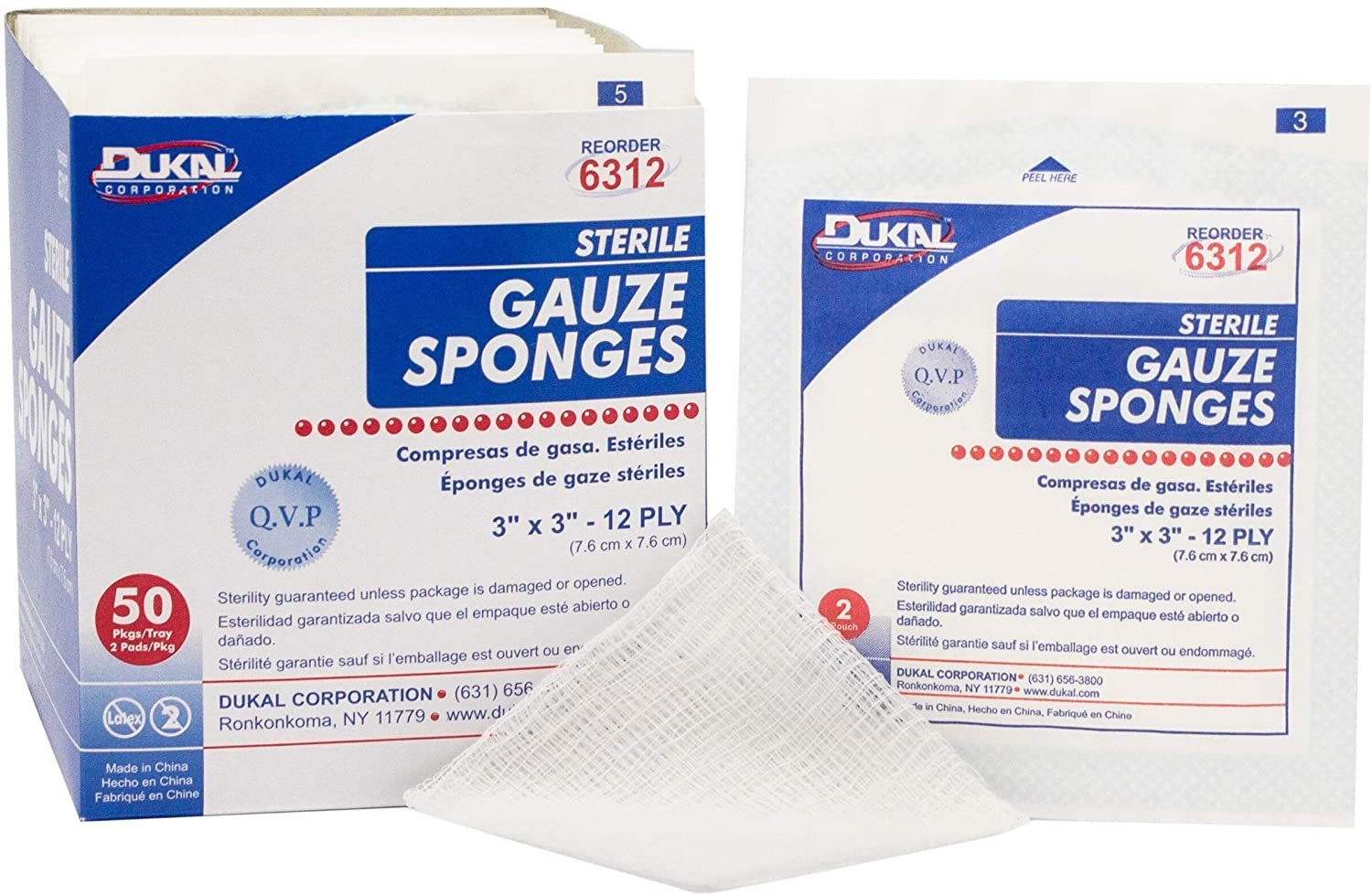 Woven Gauze Sponges 3" x 3". Case of 2400 12ply Gauze Dressings for