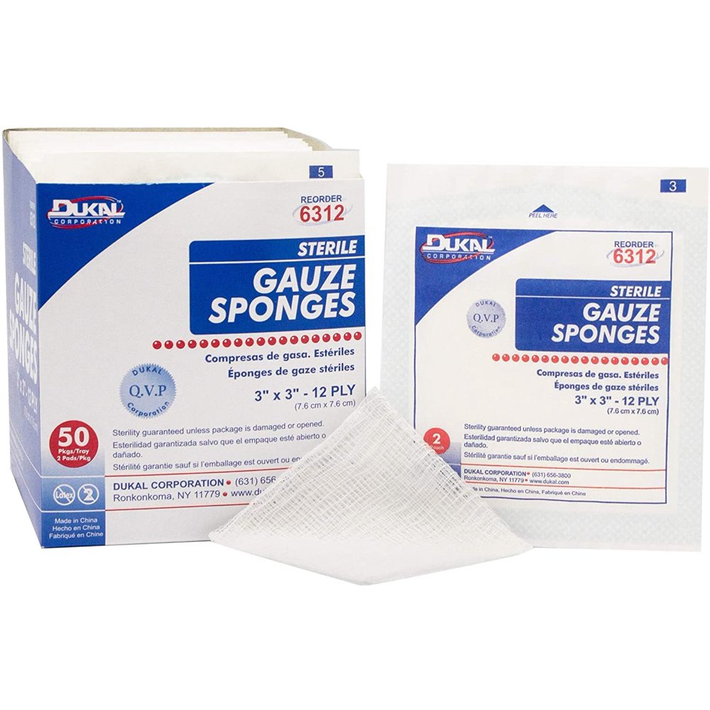 Woven Gauze Sponges 3" x 3". Case of 2400 12ply Gauze Dressings for