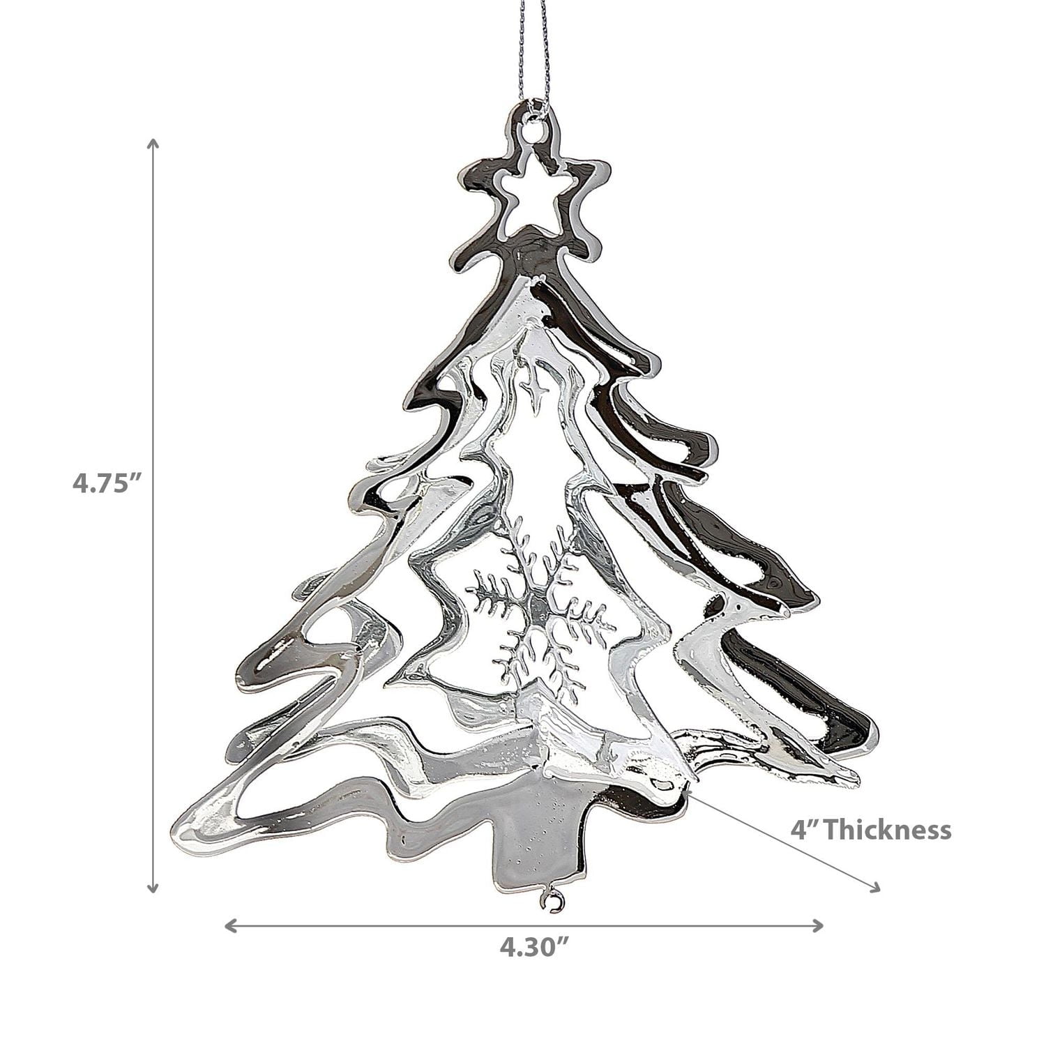 Christmas Spinning Silver Metal Ornament Tree - Set of 12