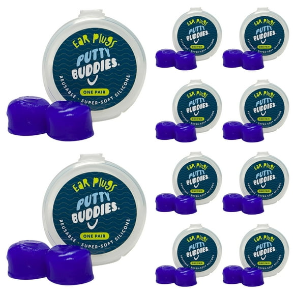 Earvolution Original Putty Buddies Ear Plugs for Swimming - Invented by an Ear Physician - Moldable, Premium Silicone Ear Plugs - One Size - Waterproof - Made in The USA - 10 Pack - Blue
