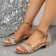 thumbnail image 4 of XIHAHA, Sandalias de tacón alto a la moda para mujer, zapatos con lentejuelas para mujer, Sandalias sexis con punta abierta y tacón cuadrado para mujer, zapatos de cuña, 4 of 5