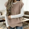thumbnail image 2 of Sleeveless Sweater Vest Knit Vest Casual Oversized Round Neck Pullover Sleeveless Sweater Lightweight Layering Piece For Autumn, 2 of 5