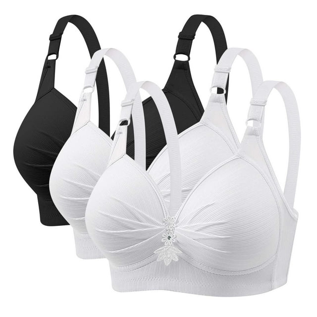 LOVZFMLL 3 Pack Women's Everyday Bras Ruched Comfort Soft Breathable Push Up Bras No Underwire Full Coverage Bralettes