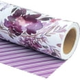 thumbnail image 1 of WRAPAHOLIC Reversible Wrapping Paper - Mini Roll - 17 Inch X 33 Feet - Beautiful Purple Floral Design for Wedding, Party, Birthday, Holiday, Baby Shower, 1 of 7
