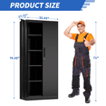 thumbnail image 4 of Hassch Metal Storage Cabinet with Locking Doors, 71" Tall Tool Cabinet with Adjustable Shelves, File Cabinet for Home Office, Shop, Garage, Black, 4 of 11