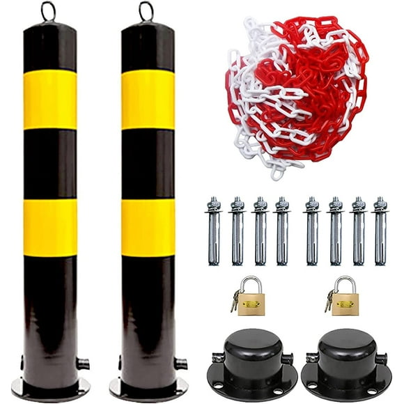 Driveway Security Post Barrier 2-Pack Parking Bollards with Lock Bollard Post Removable Security Posts for Driveways 114mm Wide Parking Barrier Concret Traffic Cones (Size : 750x114mm)