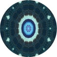 thumbnail image 1 of Ahgly Company Indoor Round Patterned Glacial Blue Ice Blue Area Rugs, 4' Round, 1 of 6
