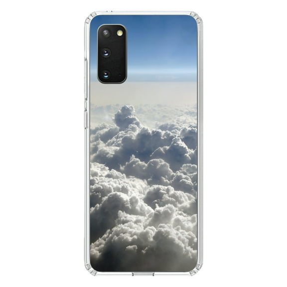 DistinctInk Clear Shockproof Hybrid Case for Galaxy S20 ULTRA / 5G (6.9" Screen) - TPU Bumper, Acrylic Back, Tempered Glass Screen Protector - Blue Sky Above Clouds