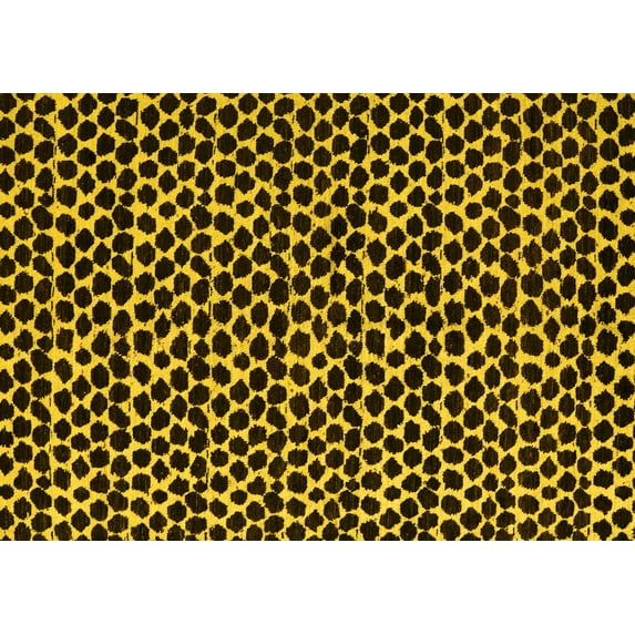 Ahgly Company Machine Washable Indoor Rectangle Abstract Yellow Modern Area Rugs, 6' x 9'