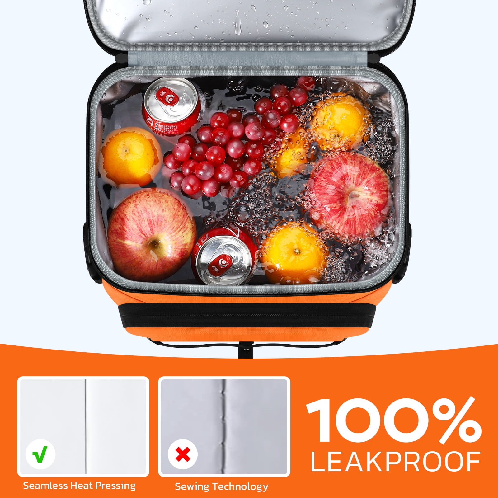 Realcool Backpack Cooler，33 Cans Insulated Leakproof Soft Cooler Bag Lightweight Camping Beach Lunch Backpack for Men Women Orange