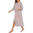 thumbnail image 4 of Batas de mujer, batas de baño con cremallera, manga corta/larga, suave, con bolsillos, ropa de dormir, 77, 4 of 5