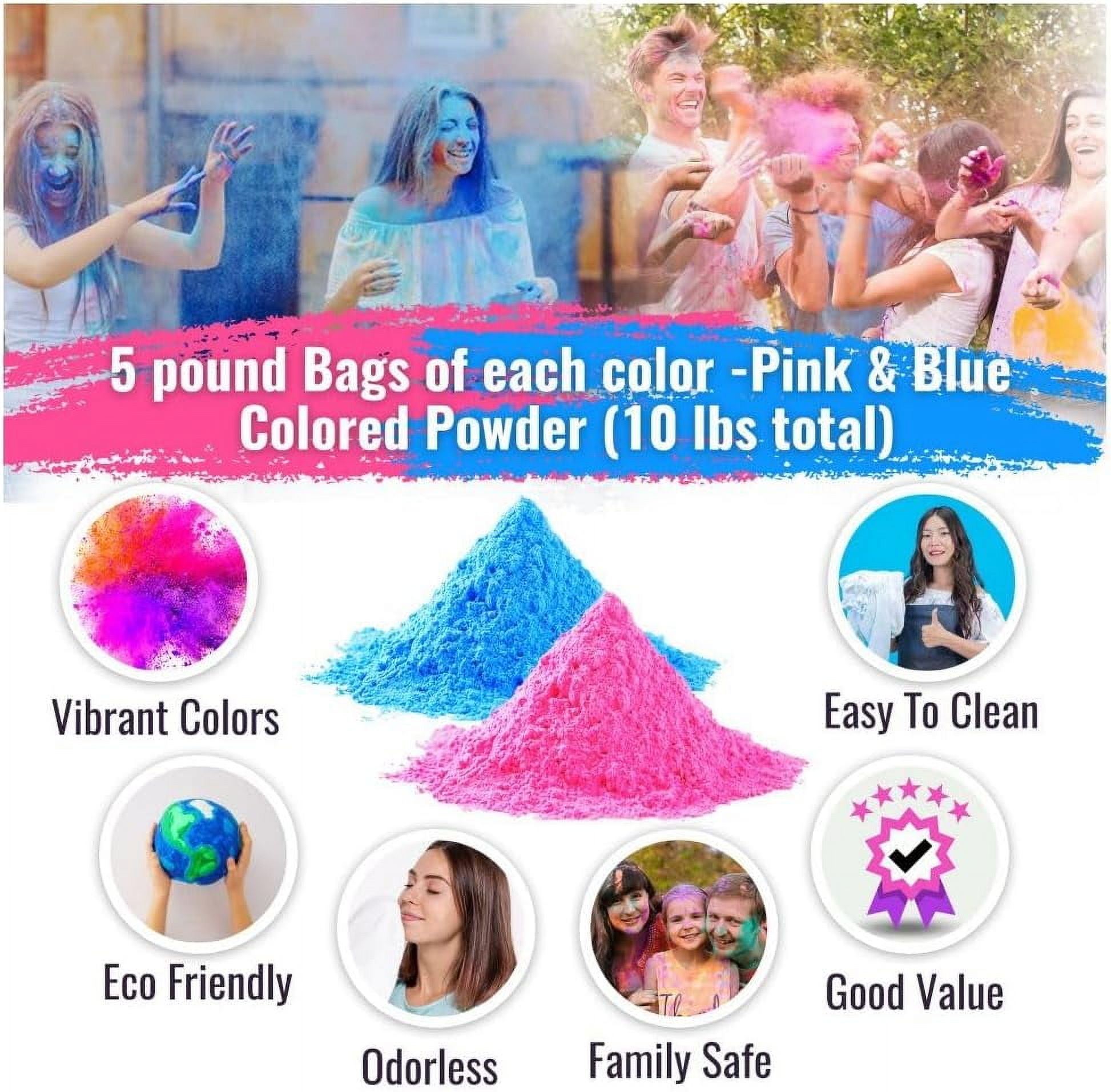 Gender Reveal Pink and Blue Color Powder Pack - 5 pounds of Pink and 5 pounds of Blue