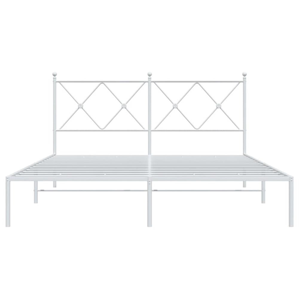 Bowery Hill Powder-Coated Steel King Size Bed Frame in White