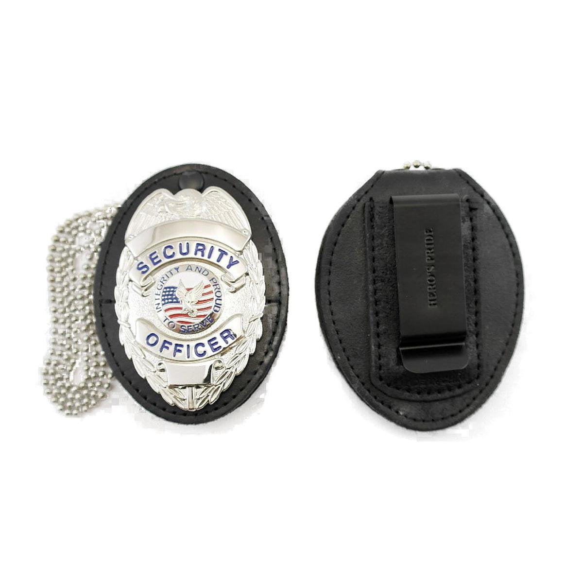 Hero's Pride Universal Shield Leather Badge Holder with Free Neck Chain