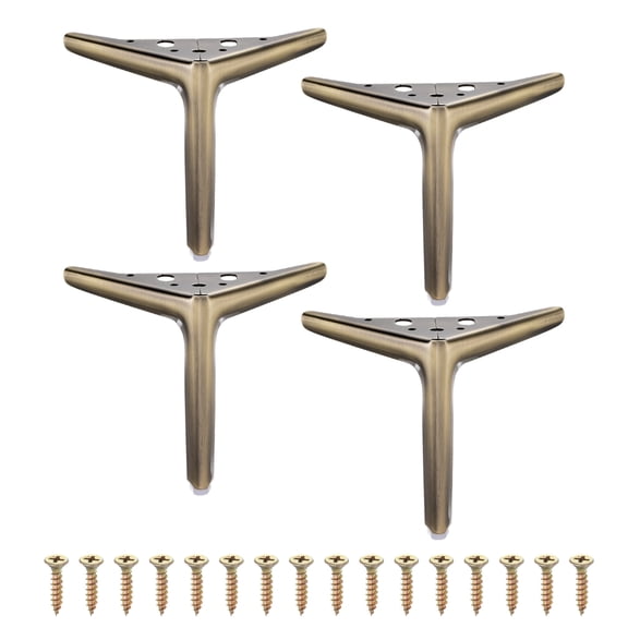 Uxcell 4Pcs Metal Furniture Legs, 6" Triangle Replacement Couch Dresser Legs Furniture Feet for Bed Table Cabinet Sofa(Bronze)