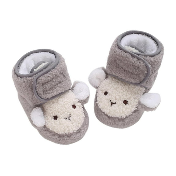 Gpaecead Baby Snow Boots For Boys And Girls Cute Non-Slip Indoor Infant Walking Shoes Warm Baby Soft Soled Shoes Gray
