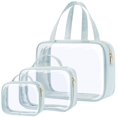 thumbnail image 1 of Bolsas de aseo PACKISM Clear, paquete de 3 con asa, impermeables, azul grisáceo, 1 of 7