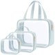 thumbnail image 1 of Bolsas de aseo PACKISM Clear, paquete de 3 con asa, impermeables, azul grisáceo, 1 of 7